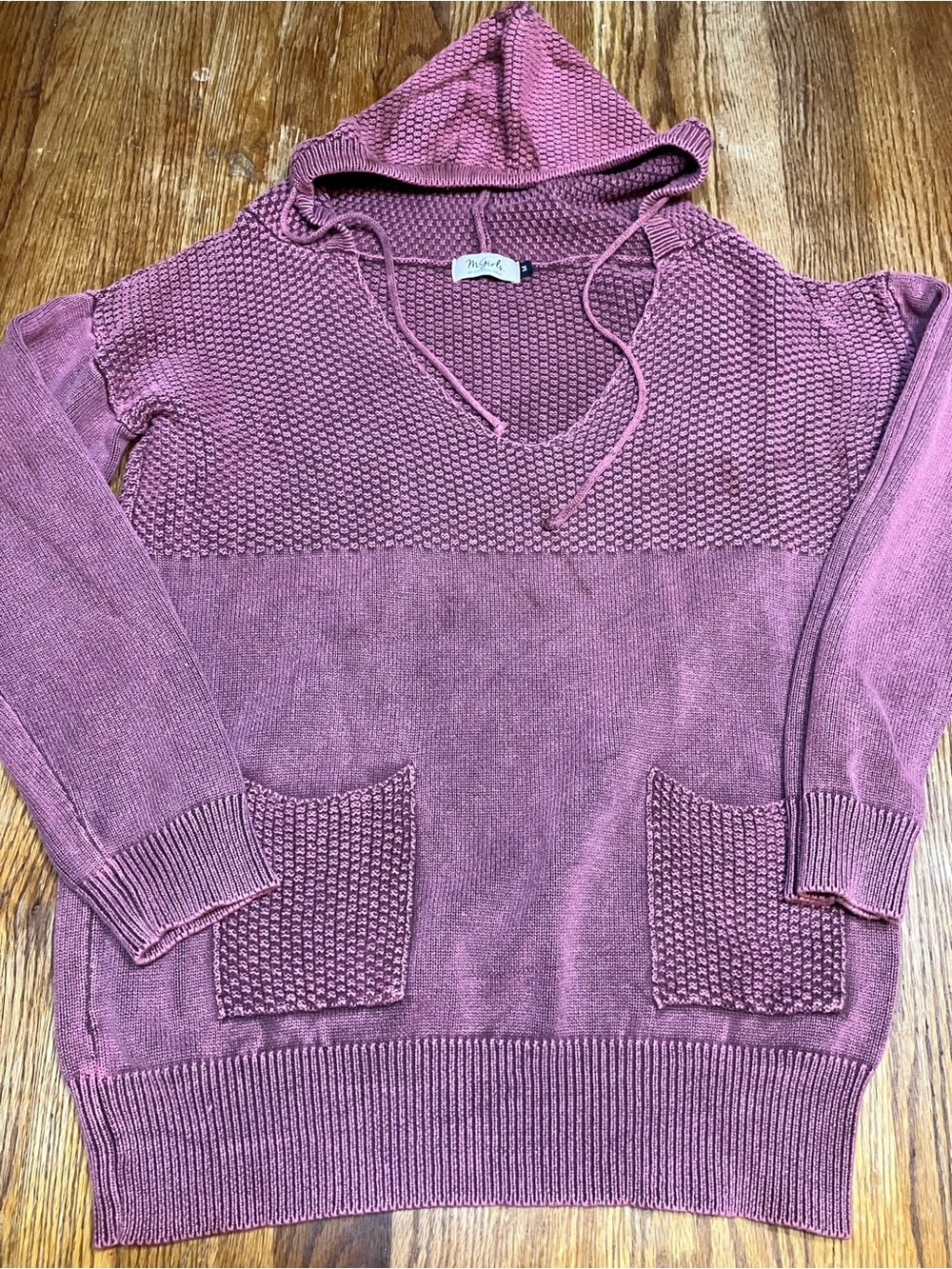Material Girl Dusty Rose V-Neck Hooded Sweater